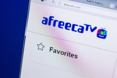 Ryazan, Rusya - 13 Mayıs 2018: Afreecatv Web sitesi Pc, url - Afreecatv.com görüntüleme