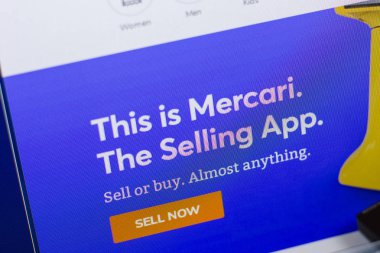Ryazan, Rusya - 13 Mayıs 2018: Mercari Web sitesi Pc, url - Mercari.com görüntüleme
