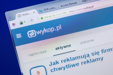 Ryazan, Rusya - 13 Mayıs 2018: Wykop Web sitesi Pc, url - Wykop.pl görüntüleme