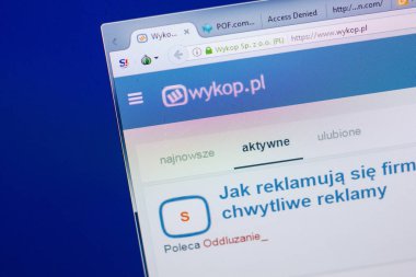 Ryazan, Rusya - 13 Mayıs 2018: Wykop Web sitesi Pc, url - Wykop.pl görüntüleme