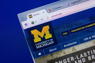 Ryazan, Rusya - 13 Mayıs 2018: Michigan Üniversitesi web sitesi Pc, url - Umich.edu görüntüleme