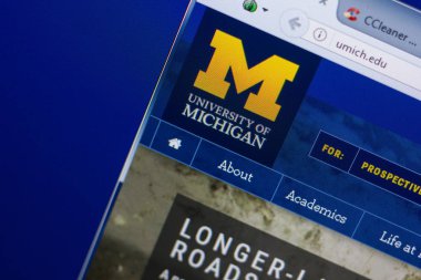 Ryazan, Rusya - 13 Mayıs 2018: Michigan Üniversitesi web sitesi Pc, url - Umich.edu görüntüleme