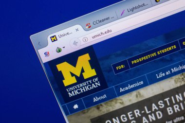 Ryazan, Rusya - 13 Mayıs 2018: Michigan Üniversitesi web sitesi Pc, url - Umich.edu görüntüleme