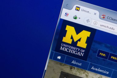 Ryazan, Rusya - 13 Mayıs 2018: Michigan Üniversitesi web sitesi Pc, url - Umich.edu görüntüleme