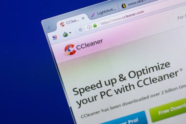Ryazan, Rusya - 13 Mayıs 2018: Ccleaner Web sitesi Pc, url - Ccleaner.com görüntüleme