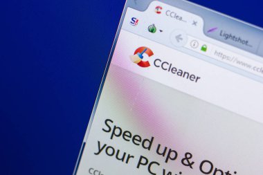 Ryazan, Rusya - 13 Mayıs 2018: Ccleaner Web sitesi Pc, url - Ccleaner.com görüntüleme