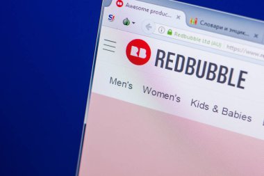 Ryazan, Rusya - 13 Mayıs 2018: Redbubble Web sitesi Pc, url - Redbubble.com görüntüleme