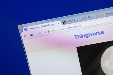 Ryazan, Rusya - 13 Mayıs 2018: Thingiverse Web sitesi Pc, url - Thingiverse.com görüntüleme