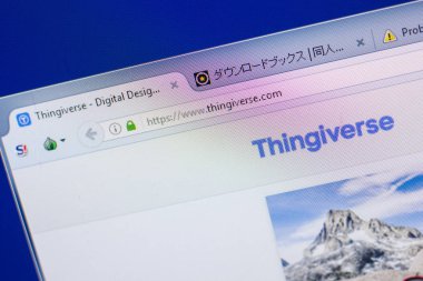 Ryazan, Rusya - 13 Mayıs 2018: Thingiverse Web sitesi Pc, url - Thingiverse.com görüntüleme