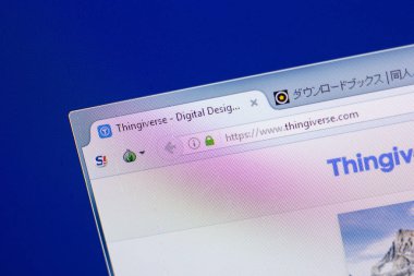 Ryazan, Rusya - 13 Mayıs 2018: Thingiverse Web sitesi Pc, url - Thingiverse.com görüntüleme