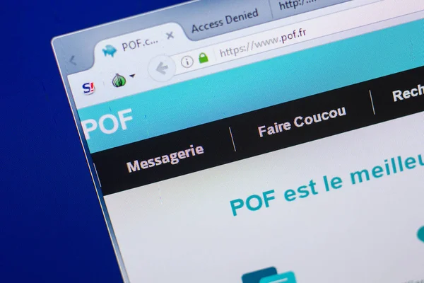 러시아 2018 Pof 웹사이트 Url Pof Com Pc의 디스플레이에 — 스톡 사진