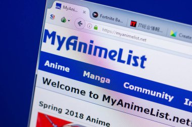 Ryazan, Rusya - 13 Mayıs 2018: Myanimelist Web sitesi Pc, url - Myanimelist.net görüntüleme