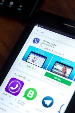 Ryazan, Rusya Federasyonu - 21 Mart 2018 - Viber messenger mobil uygulamalar listesi