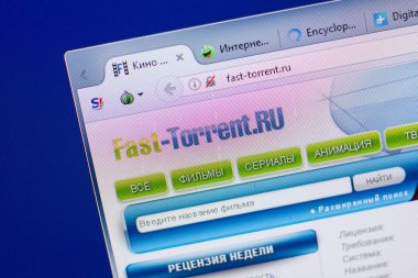 Ryazan, Rusya - 13 Mayıs 2018: Fast-sel website Pc, url - Fast-Torrent.ru görüntüleme