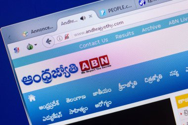 Ryazan, Rusya - 13 Mayıs 2018: Andhrajyothy Web sitesi Pc, url - Andhrajyothy.com görüntüleme
