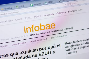 Ryazan, Rusya - 13 Mayıs 2018: Infobae Web sitesi Pc, url - Infobae.com görüntüleme