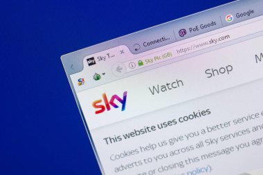 Ryazan, Rusya - 13 Mayıs 2018: Gökyüzü Web sitesi Pc, url - Sky.com görüntüleme