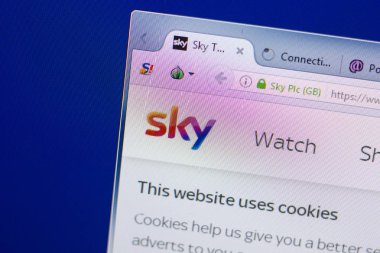 Ryazan, Rusya - 13 Mayıs 2018: Gökyüzü Web sitesi Pc, url - Sky.com görüntüleme