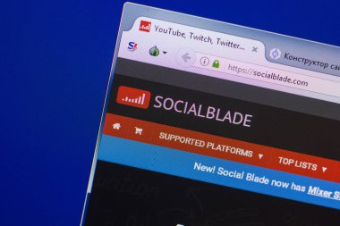 Ryazan, Rusya - 13 Mayıs 2018: Socialblade Web sitesi Pc, url - Socialblade.com görüntüleme