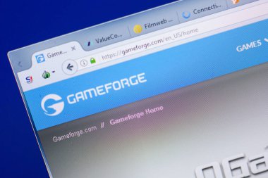 Ryazan, Rusya - 13 Mayıs 2018: Gameforge Web sitesi Pc, url - Gameforge.com görüntüleme