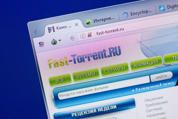 Ryazan, Rusya - 13 Mayıs 2018: Fast-sel website Pc, url - Fast-Torrent.ru görüntüleme