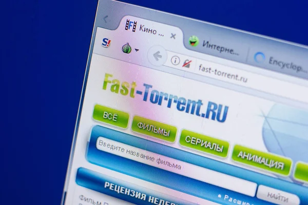 Ryazan, Rusya - 13 Mayıs 2018: Fast-sel website Pc, url - Fast-Torrent.ru görüntüleme