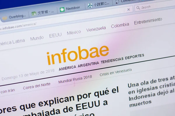 Ryazan, Rusya - 13 Mayıs 2018: Infobae Web sitesi Pc, url - Infobae.com görüntüleme