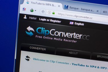 Ryazan, Rusya - 13 Mayıs 2018: Clipconverter Web sitesi Pc, url - Clipconverter.cc görüntüleme