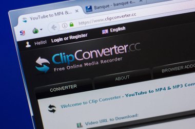 Ryazan, Rusya - 13 Mayıs 2018: Clipconverter Web sitesi Pc, url - Clipconverter.cc görüntüleme