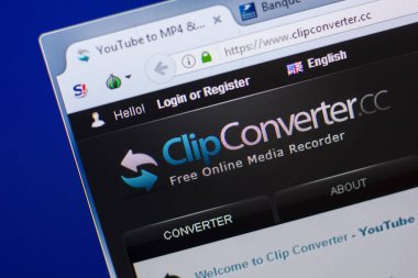 Ryazan, Rusya - 13 Mayıs 2018: Clipconverter Web sitesi Pc, url - Clipconverter.cc görüntüleme