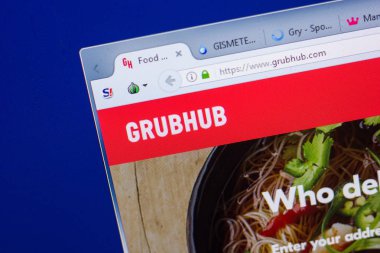 Ryazan, Rusya - 13 Mayıs 2018: Grubhub Web sitesi Pc, url - Grubhub.com görüntüleme