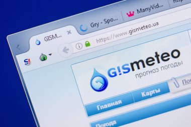 Ryazan, Rusya - 13 Mayıs 2018: Gismeteo Web sitesi Pc, url - Gismeteo.ua görüntüleme