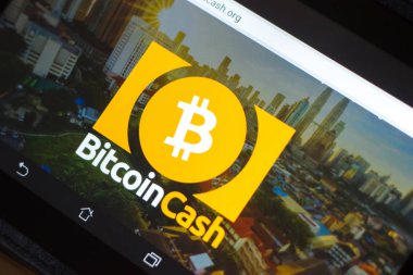 Ryazan, Rusya Federasyonu - 29 Mart 2018 - in tablet Pc, web adresini ekranda ana Bitcoin nakit cryptocurrency - bitcoincash.org