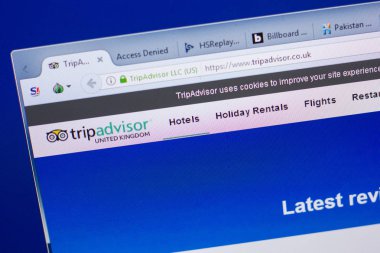 Ryazan, Rusya - 13 Mayıs 2018: Tripadvisor sitesi Pc, url - Tripadvisor.co.uk görüntüleme