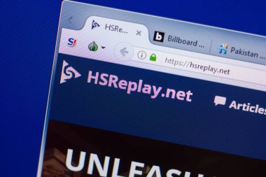 Ryazan, Rusya - 13 Mayıs 2018: Hsreplay Web sitesi Pc, url - Hsreplay.net görüntüleme