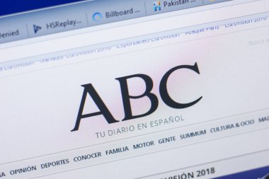 Ryazan, Rusya - 13 Mayıs 2018: Abc Web sitesi Pc, url - Abc.es görüntüleme