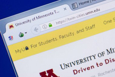 Ryazan, Rusya - 13 Mayıs 2018: Minnesota Üniversitesi web sitesi Pc, url - Umn.edu görüntüleme