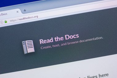 Ryazan, Rusya Federasyonu - 13 Mayıs 2018: Pc, url - görüntüleme Dokümanlar Web sitesi Readthedocs.org okuyun