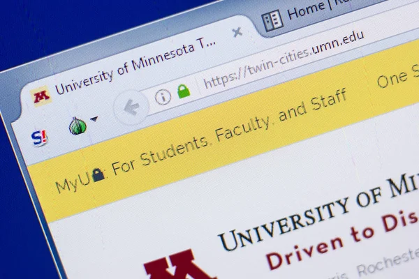 Ryazan Federacja Rosyjska Maja 2018 University Minnesota Witryny Ekranie Komputera — Zdjęcie stockowe