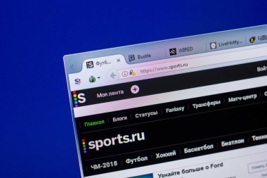 Ryazan, Rusya - 20 Mayıs 2018: Spor ana web sitesi Pc, url - Sports.ru görüntüleme