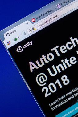 Ryazan, Rusya - 20 Mayıs 2018: Ana Unity3d Web sitesi Pc, url - Unity3d.com görüntüleme