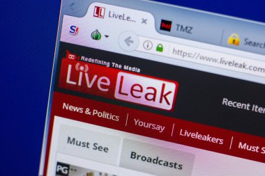 Ryazan, Rusya - 20 Mayıs 2018: Liveleak ana web sitesi Pc, url - LiveLeak.com'un görüntüleme