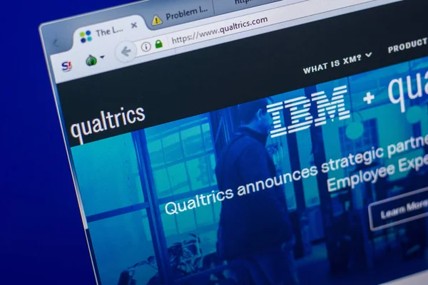 Ryazan, Rusya - 20 Mayıs 2018: Qualtrics ana web sitesi Pc, url - Qualtrics.com görüntüleme