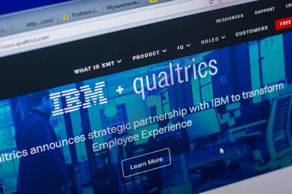Ryazan, Rusya - 20 Mayıs 2018: Qualtrics ana web sitesi Pc, url - Qualtrics.com görüntüleme