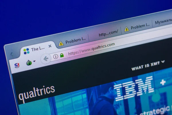 Ryazan, Rusya - 20 Mayıs 2018: Qualtrics ana web sitesi Pc, url - Qualtrics.com görüntüleme