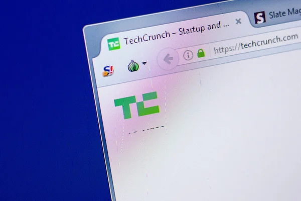 Рязань Россия Мая 2018 Сайт Homepage Techcrunch Экране Url Techcrunch — стоковое фото