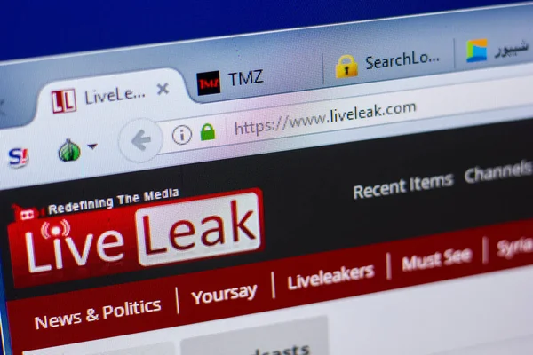 Ryazan, Rusya - 20 Mayıs 2018: Liveleak ana web sitesi Pc, url - LiveLeak.com'un görüntüleme