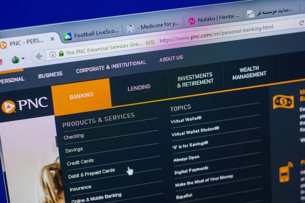 Ryazan, Rusya - 20 Mayıs 2018: Pnc ana web sitesi Pc, url - Pnc.com görüntüleme