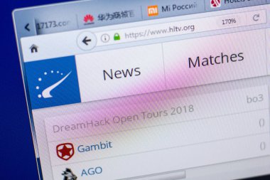 Ryazan, Rusya - 20 Mayıs 2018: Hltv ana web sitesi Pc, url - Hltv.org görüntüleme