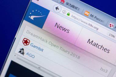 Ryazan, Rusya - 20 Mayıs 2018: Hltv ana web sitesi Pc, url - Hltv.org görüntüleme